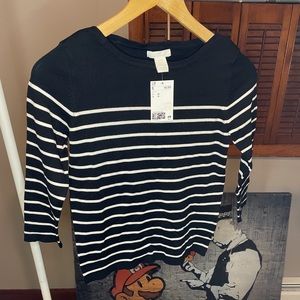 H&M Basics White Striped Shirt